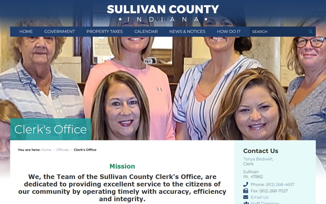 Sullivan County Clerk's Office court records contact page