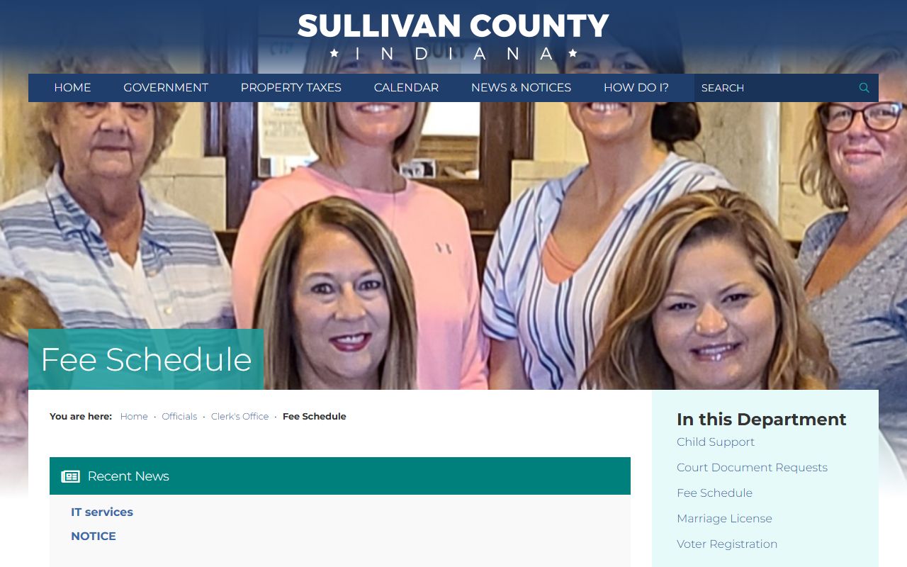 Sullivan County Clerk's Office fee schedule records page