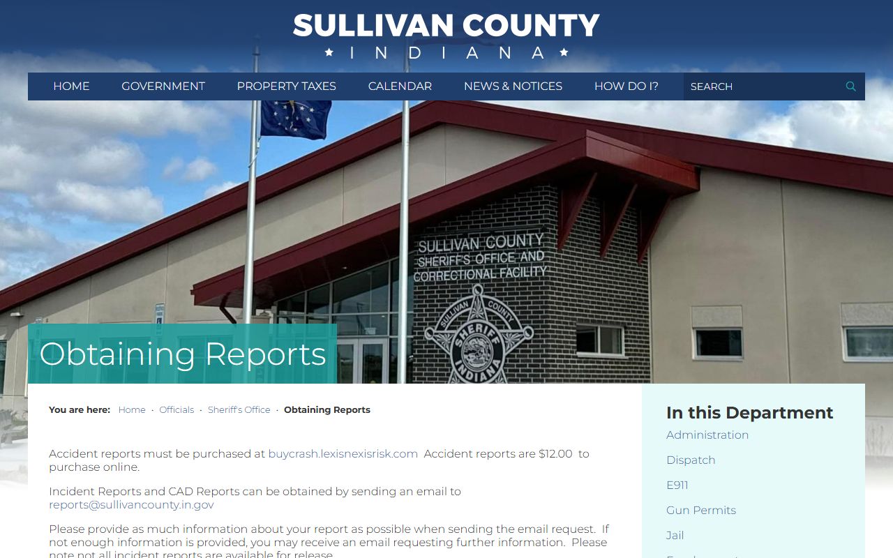 Sullivan County arrest records sheriff report request source