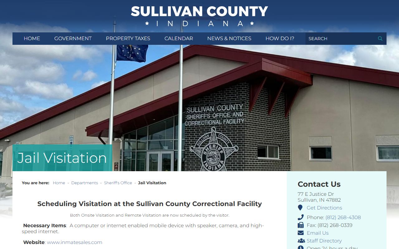 Sullivan County arrest records jail visitation source
