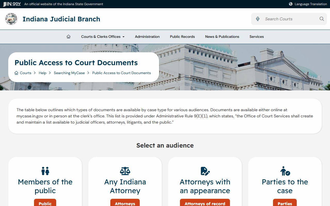Sullivan County court records document access through MyCase help