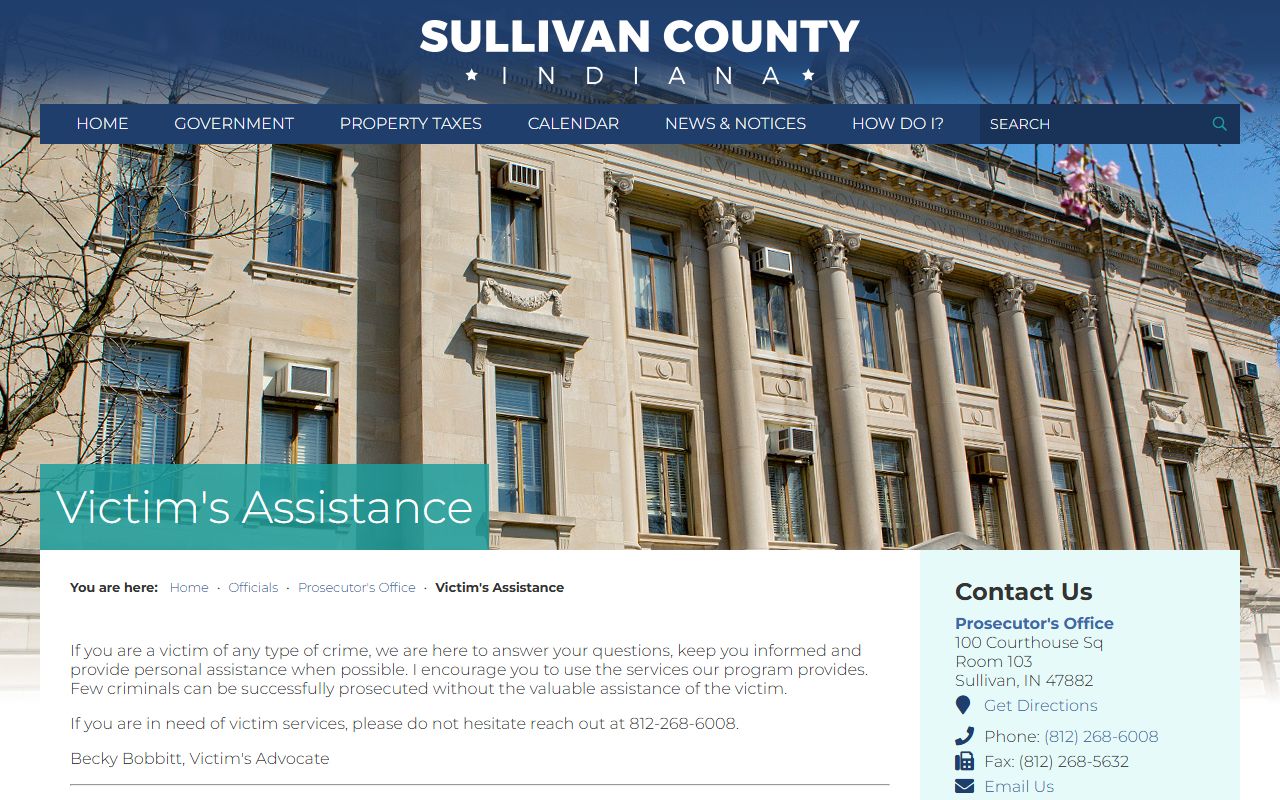 Sullivan County criminal court records victim assistance source