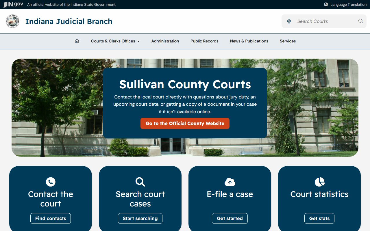 Sullivan County trial courts Indiana Judicial Branch local court page